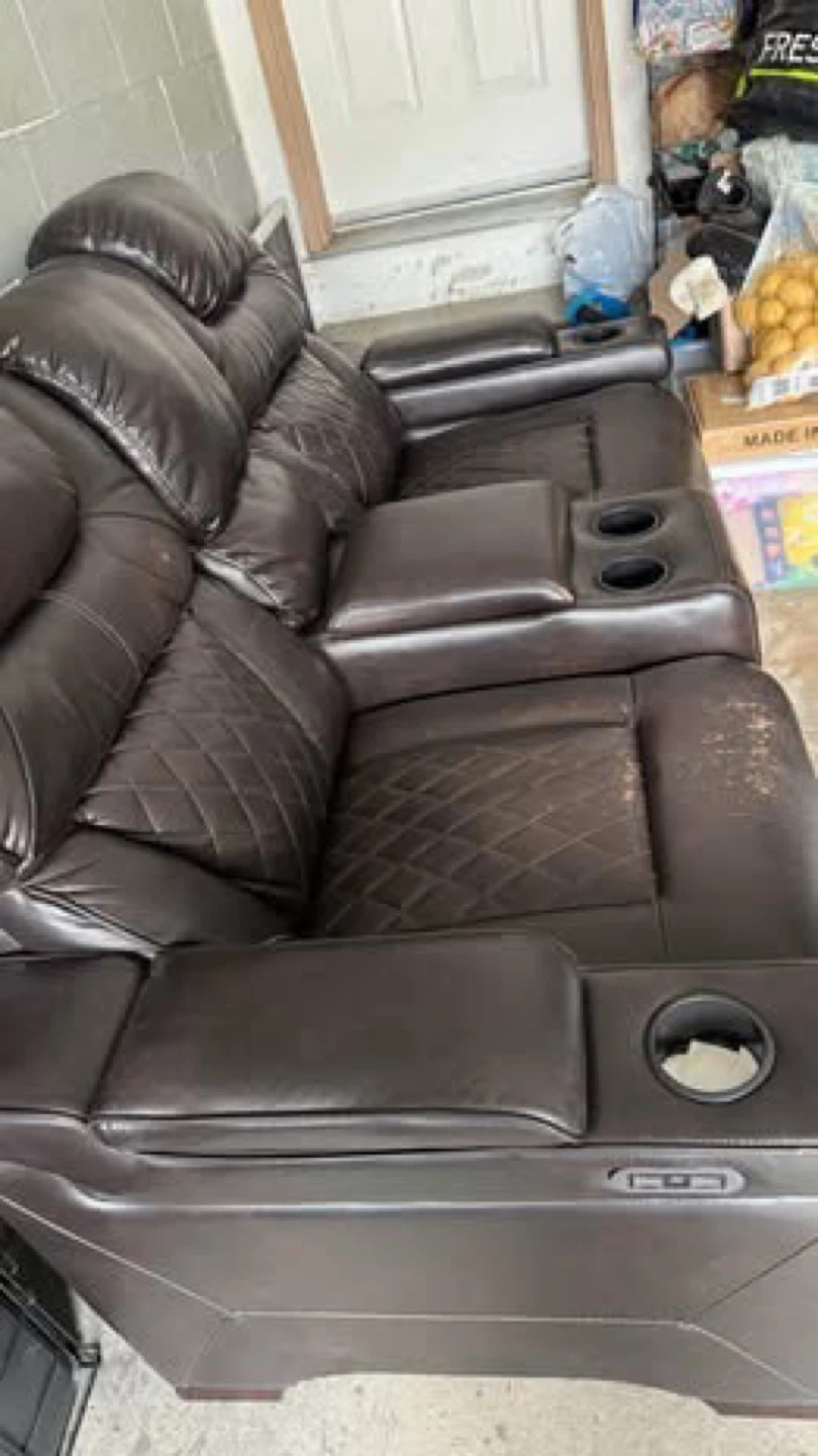 Dark Brown Loveseat Recliner with Cup Holders - photo 3