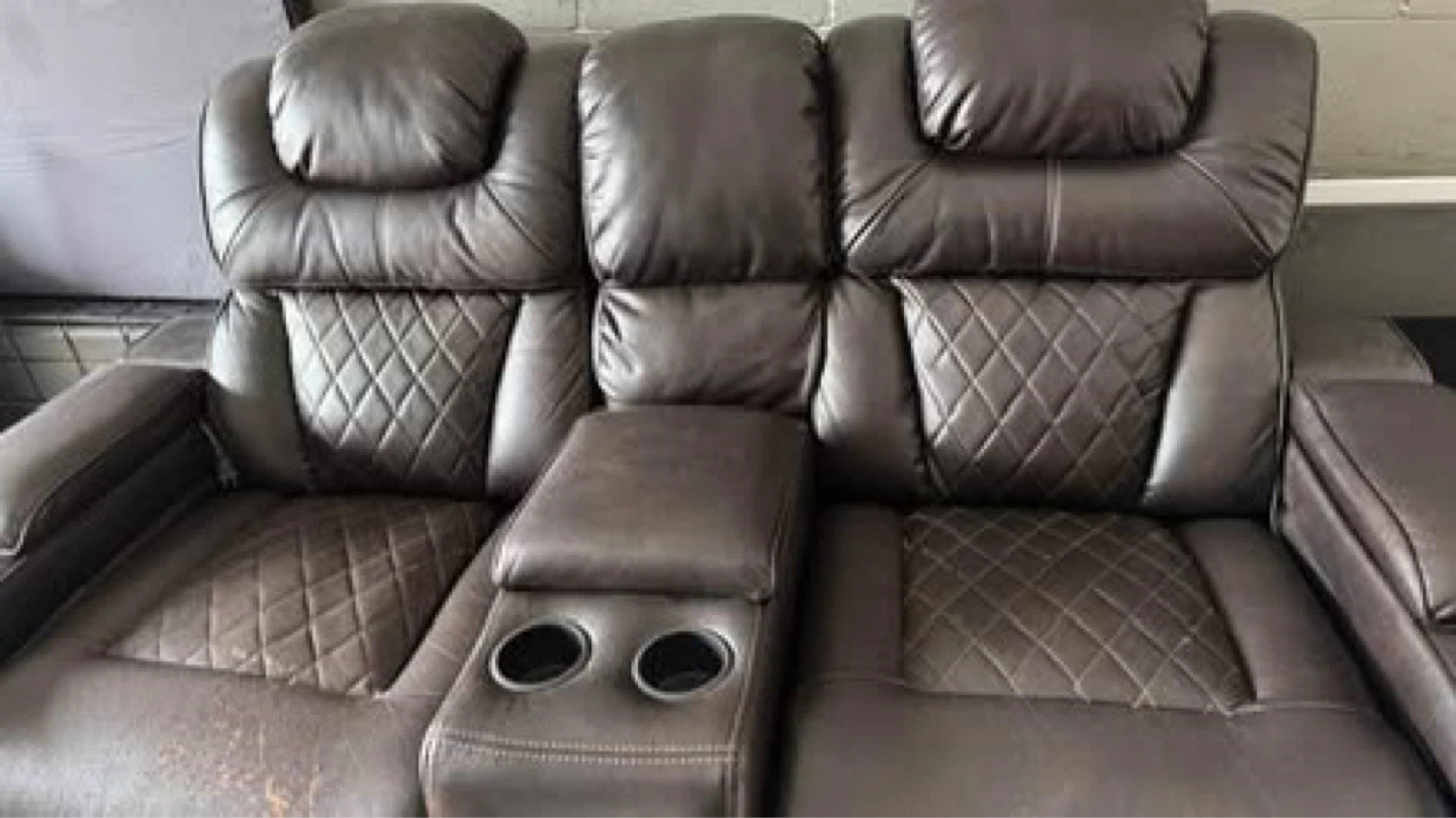 Dark Brown Loveseat Recliner with Cup Holders