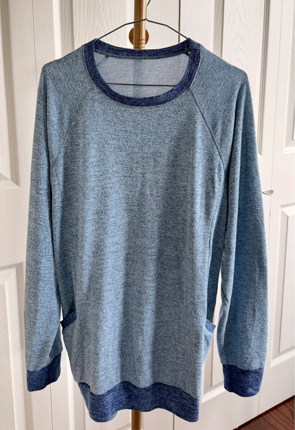 Light Blue Long Sleeve Top with Pockets