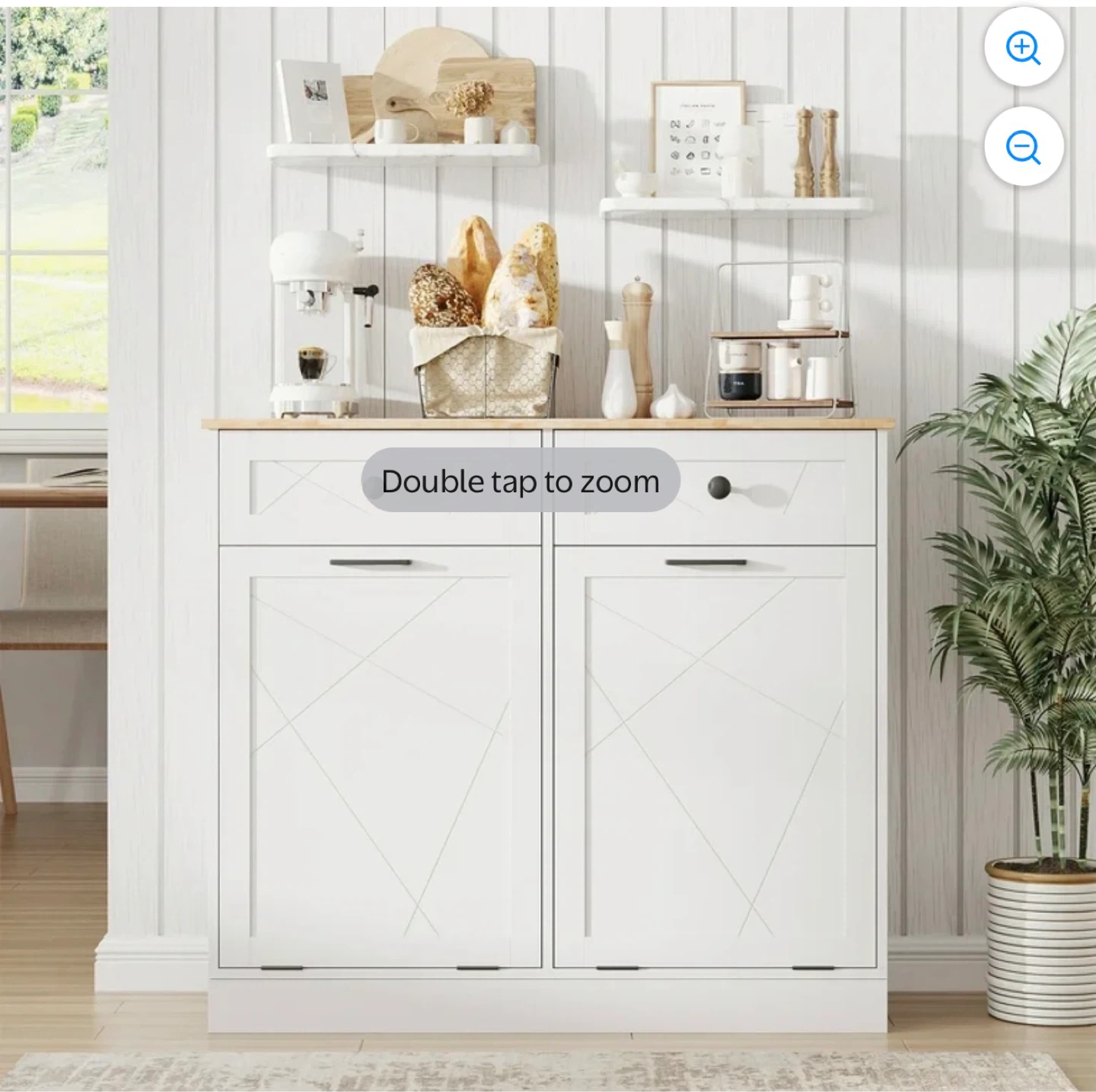 White Kitchen Island with Trash Bin Storage - photo 4