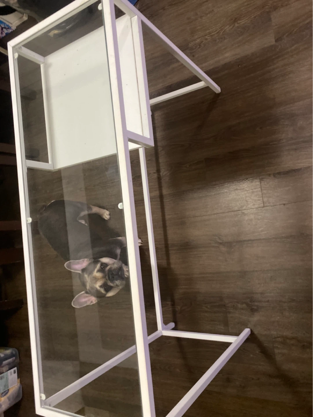 White Metal and Glass Desk with Shelf - photo 4