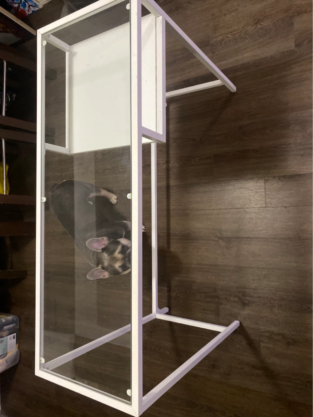 White Metal and Glass Desk with Shelf - photo 5