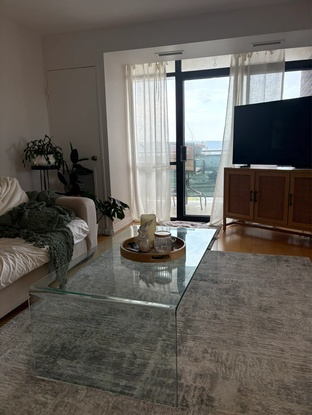 Clear Glass Waterfall Coffee Table