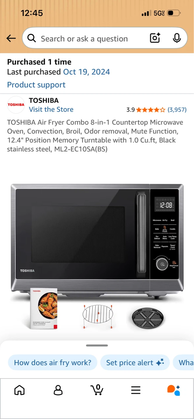 TOSHIBA Air Fryer Combo 8-in-1 Countertop Microwave Oven