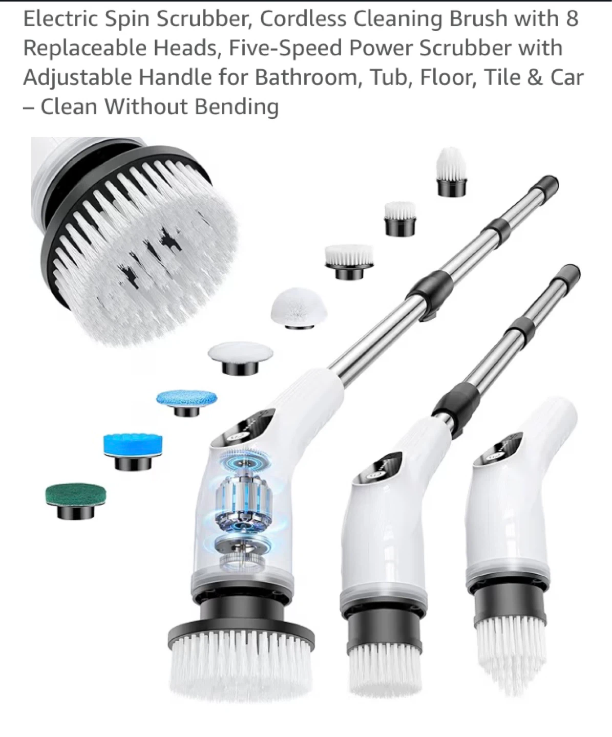 Electric Spin Scrubber - Adjustable Handle