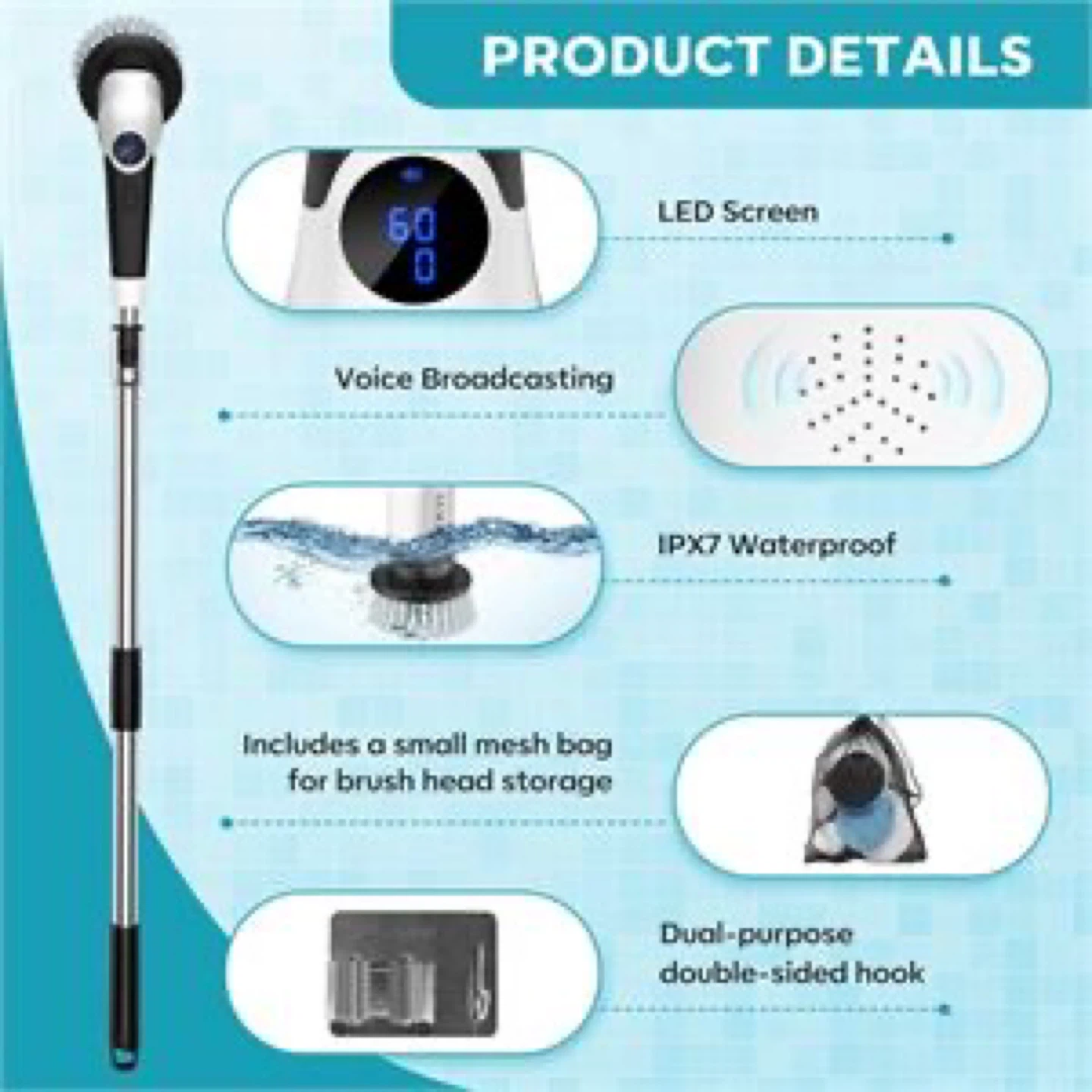 Electric Spin Scrubber,Cordless Cleaning Brush, - photo 4