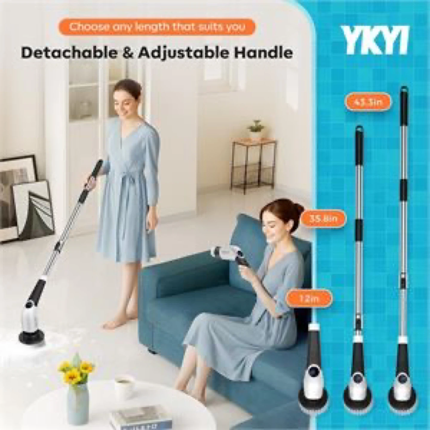 Electric Spin Scrubber,Cordless Cleaning Brush,