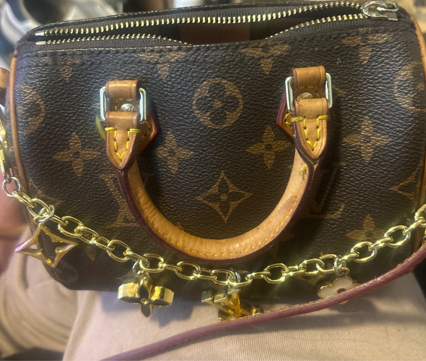 Louis Vuitton Monogram Mini Speedy Charm Chain Bag