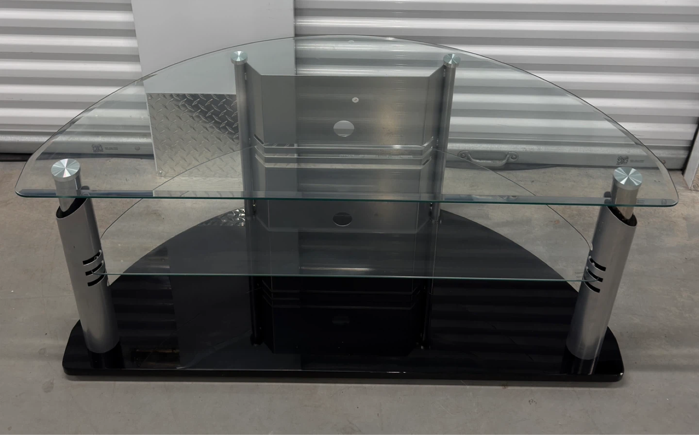 Black Glass TV Stand 50” – 3 Tier Entertainment - photo 3