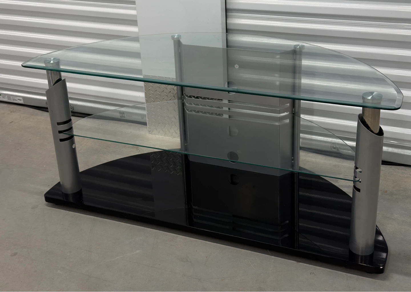 Black Glass TV Stand 50” – 3 Tier Entertainment