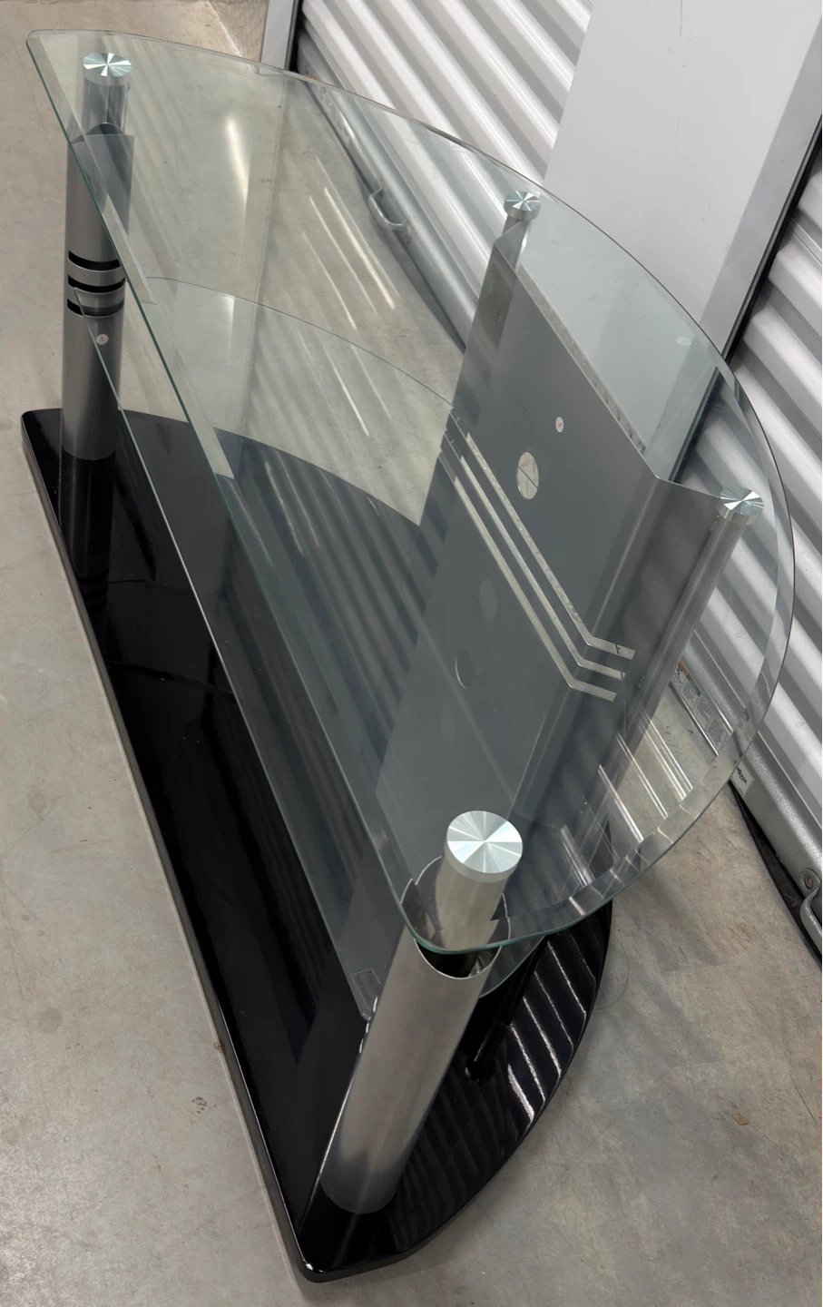 Black Glass TV Stand 50” – 3 Tier Entertainment - photo 2