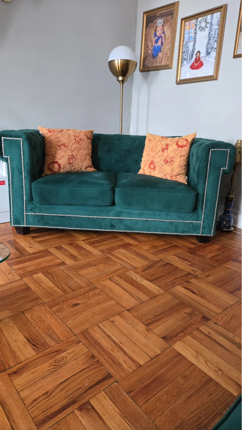Green Velvet Chesterfield Sofa - photo 3
