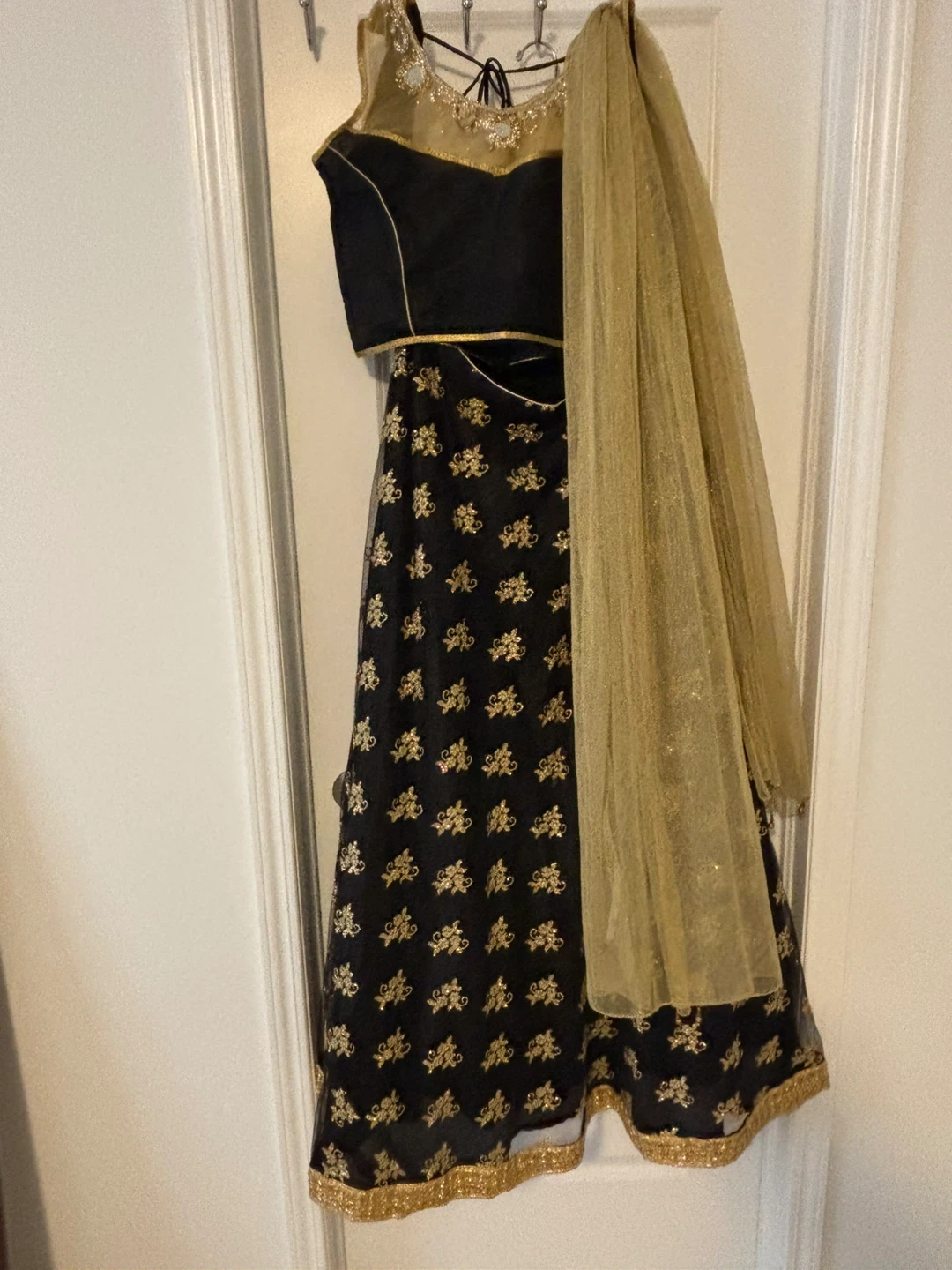 Black and Gold Embroidered Lehengas