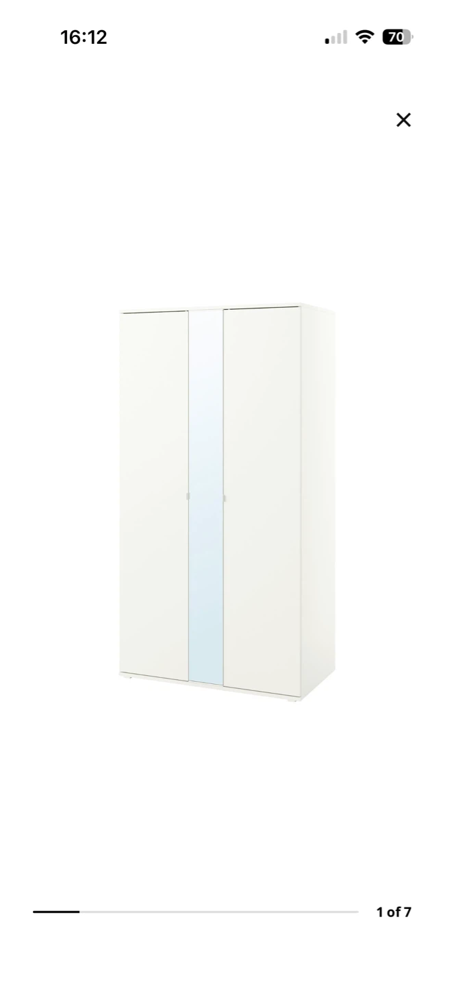 IKEA 3-Door White Wardrobe with Mirror