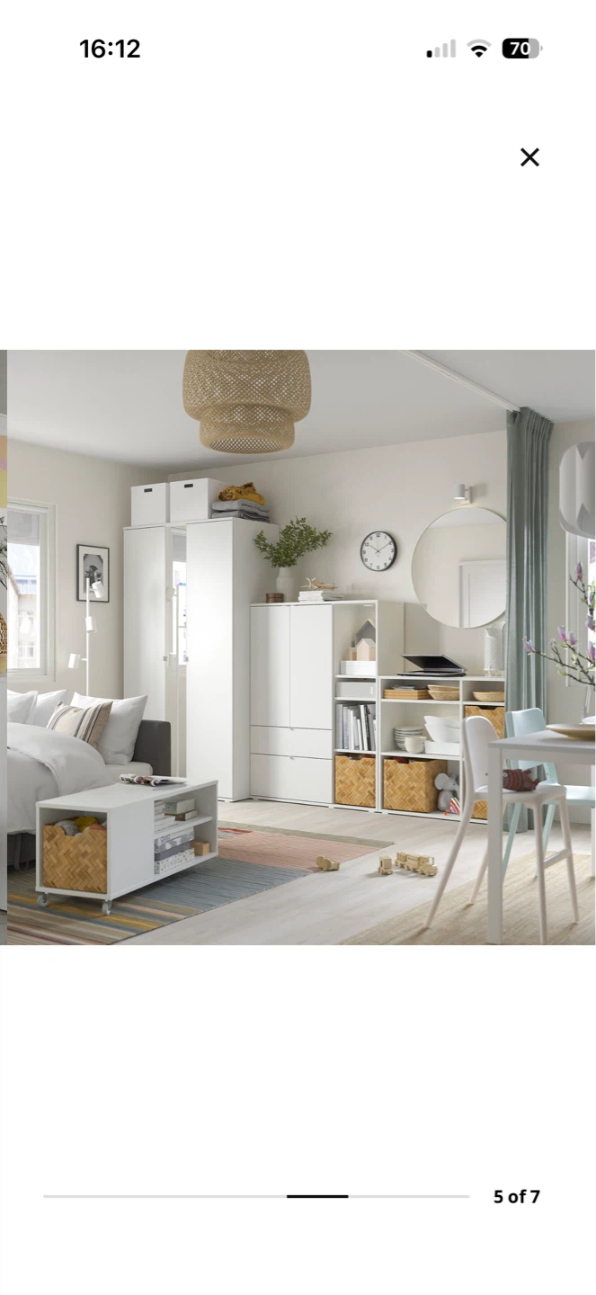 IKEA 3-Door White Wardrobe with Mirror - photo 4