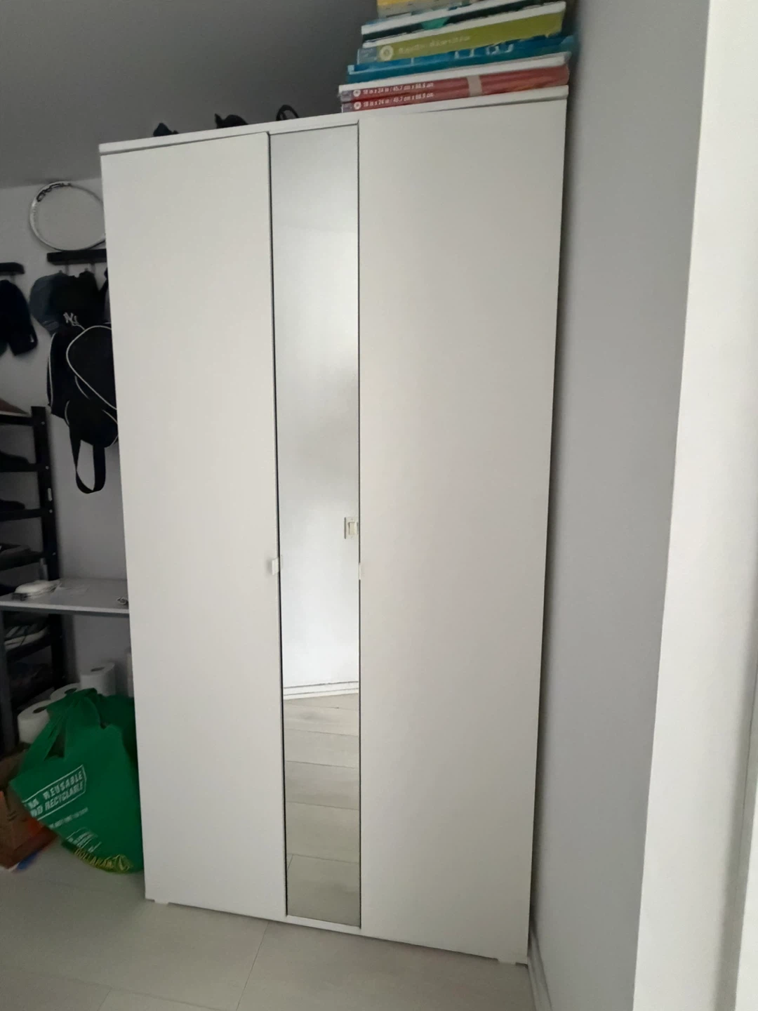 IKEA 3-Door White Wardrobe with Mirror - photo 2