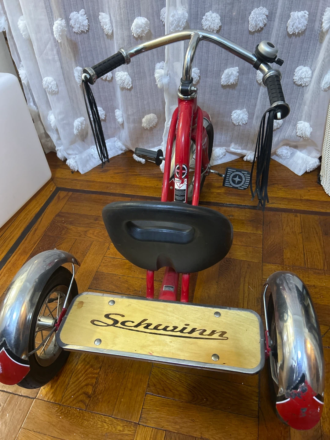 Red Schwinn Tricycle with Black Seat and Tassels - photo 4