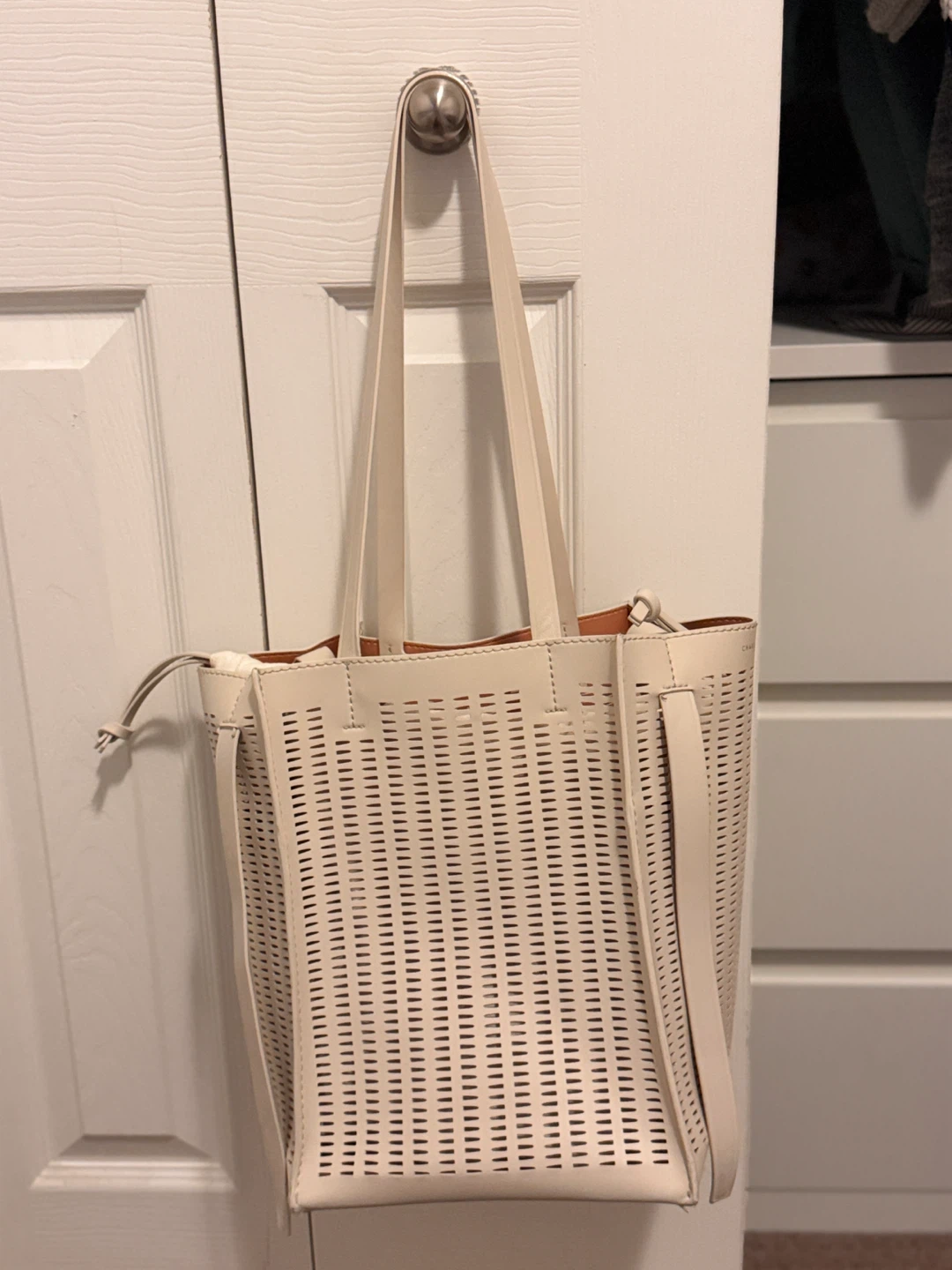 Charles & Keith Perforated Tote Bag - Cream - photo 3