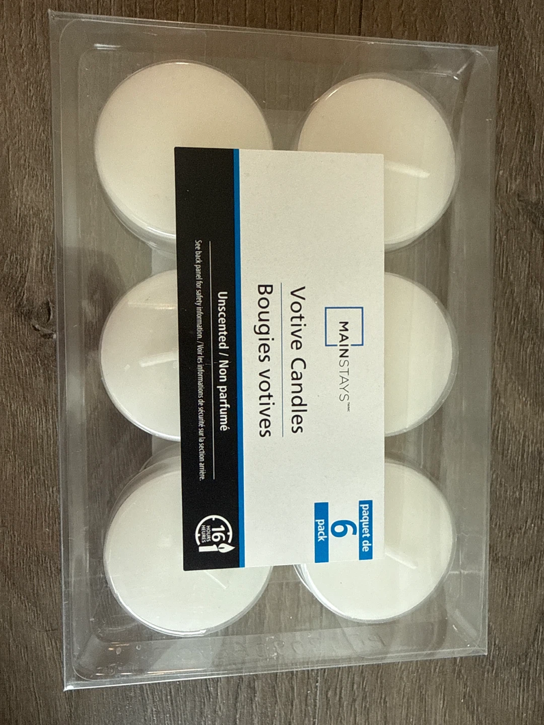 Mainstays Votive Candles - Unscented - 6 Pack