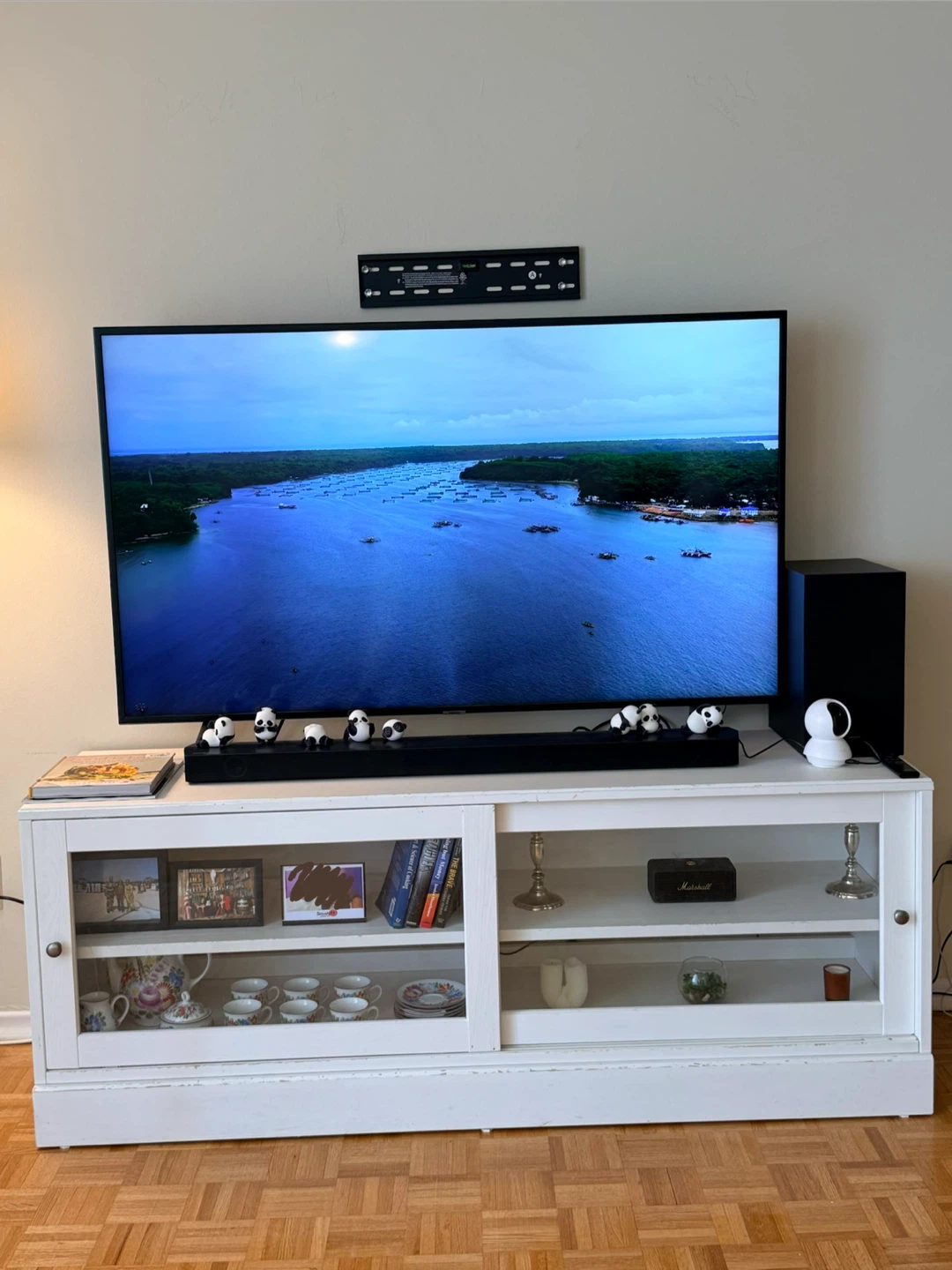 White TV Stand/console Glass Doors - photo 3