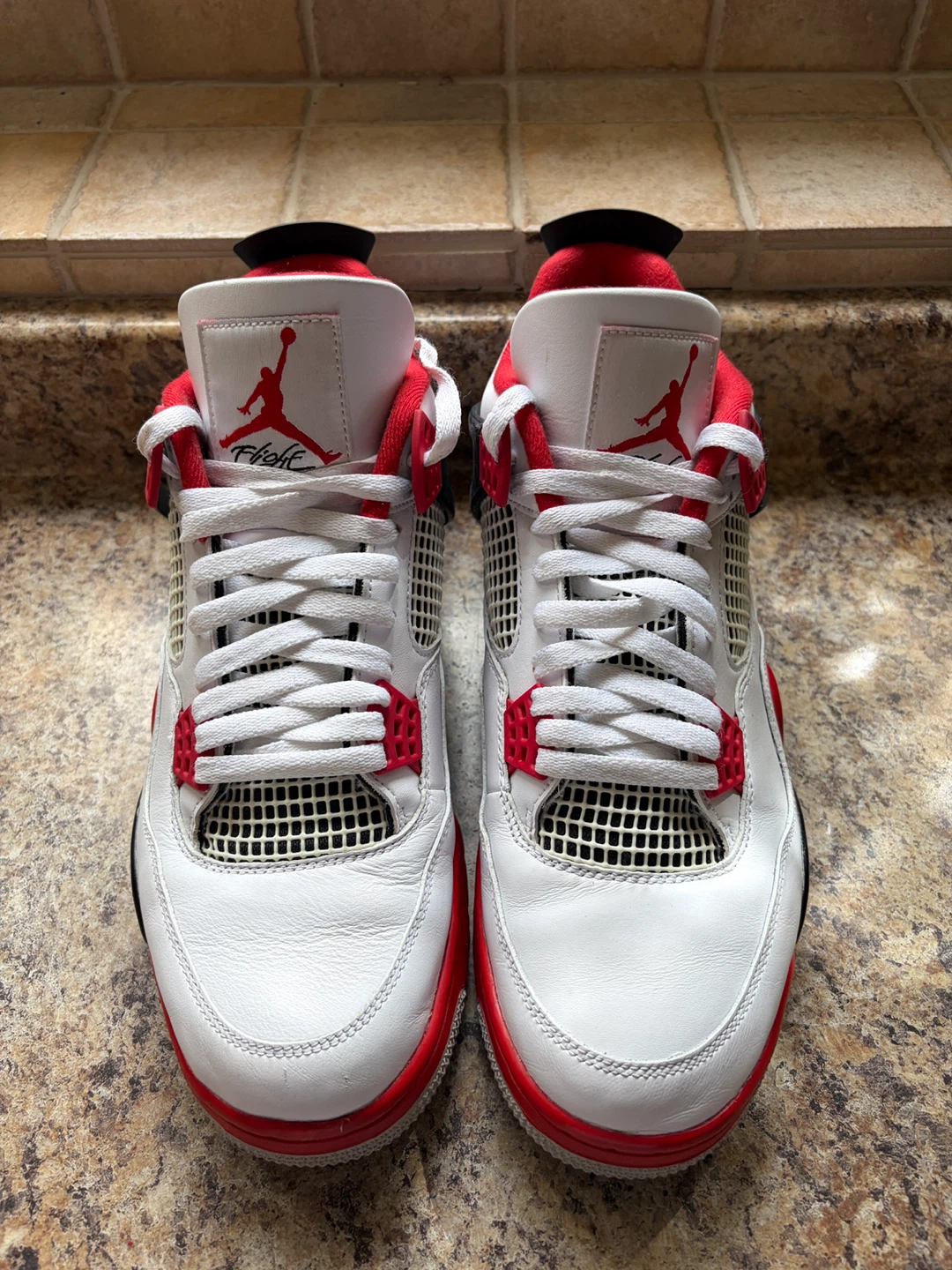 Nike Air Jordan 4 Retro White Red Black Sneakers - photo 4