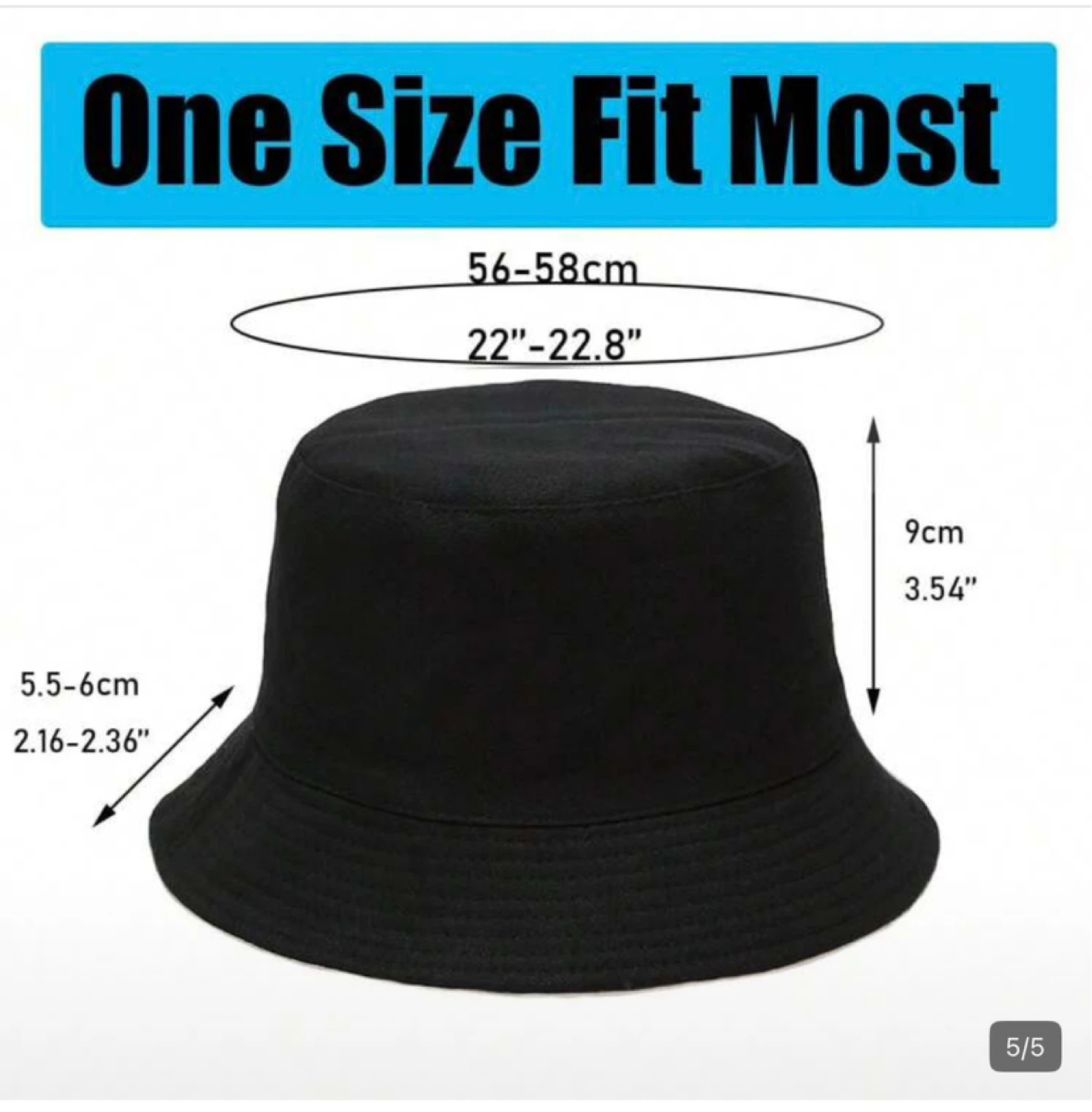 Black Bucket Hat - One Size Fits Most
