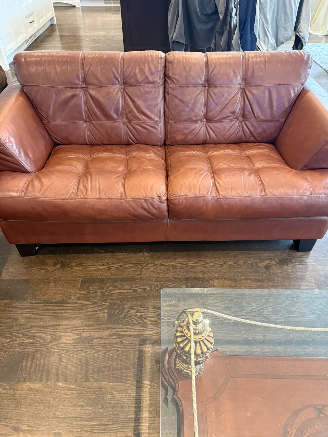 Set of Brown Leather Sofa Cindy Crawford  and the coffee table - photo 3