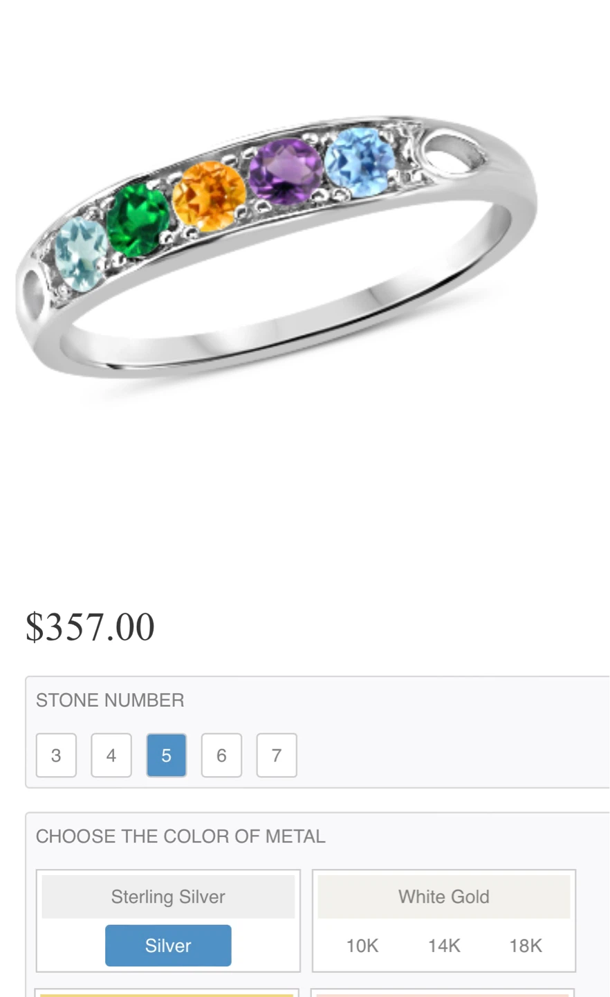 Sterling Silver Ring with 5 Gemstones - photo 4