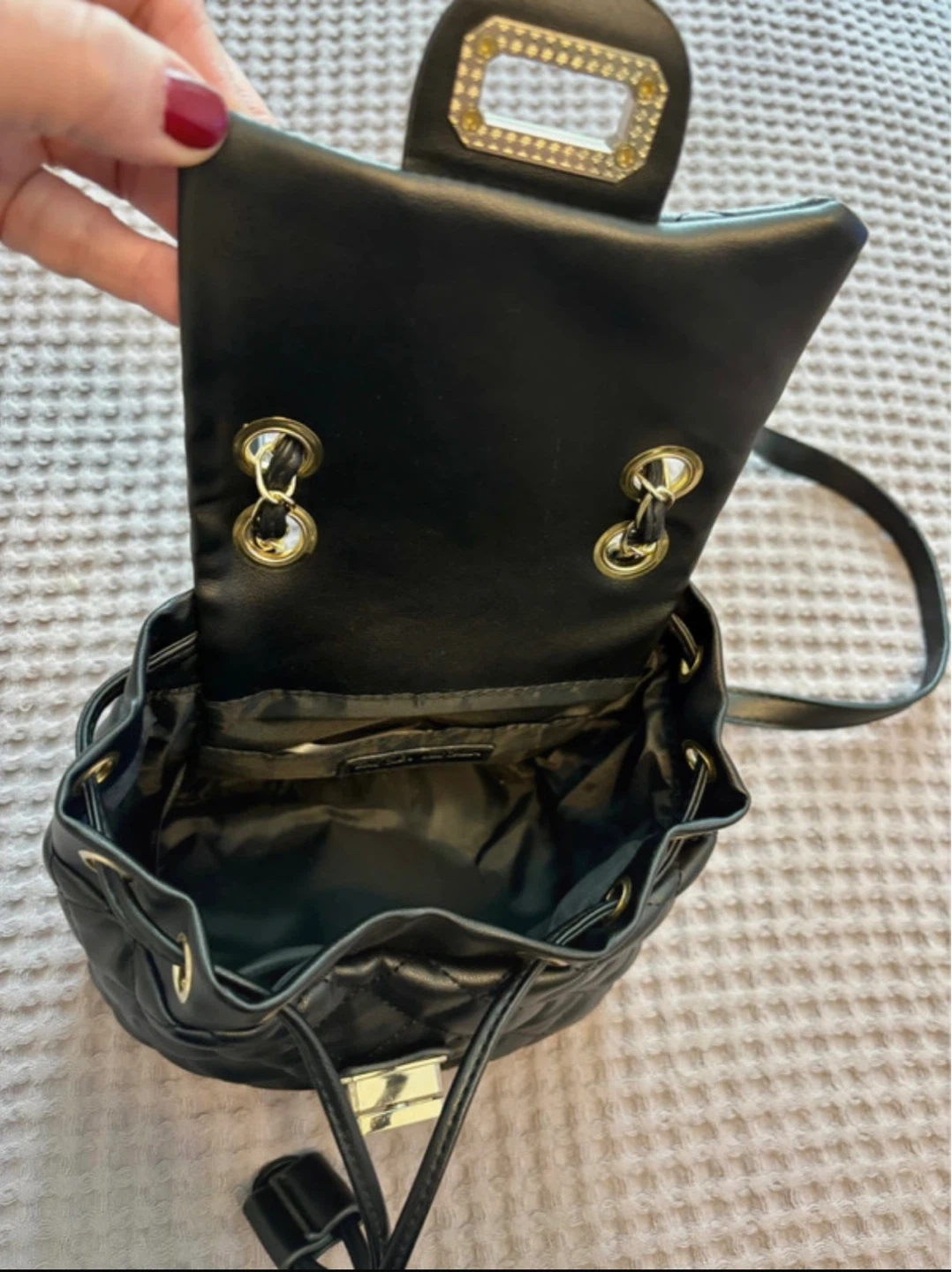 Badgley Mischka Quilted Black Faux Leather Mini Backpack - photo 5