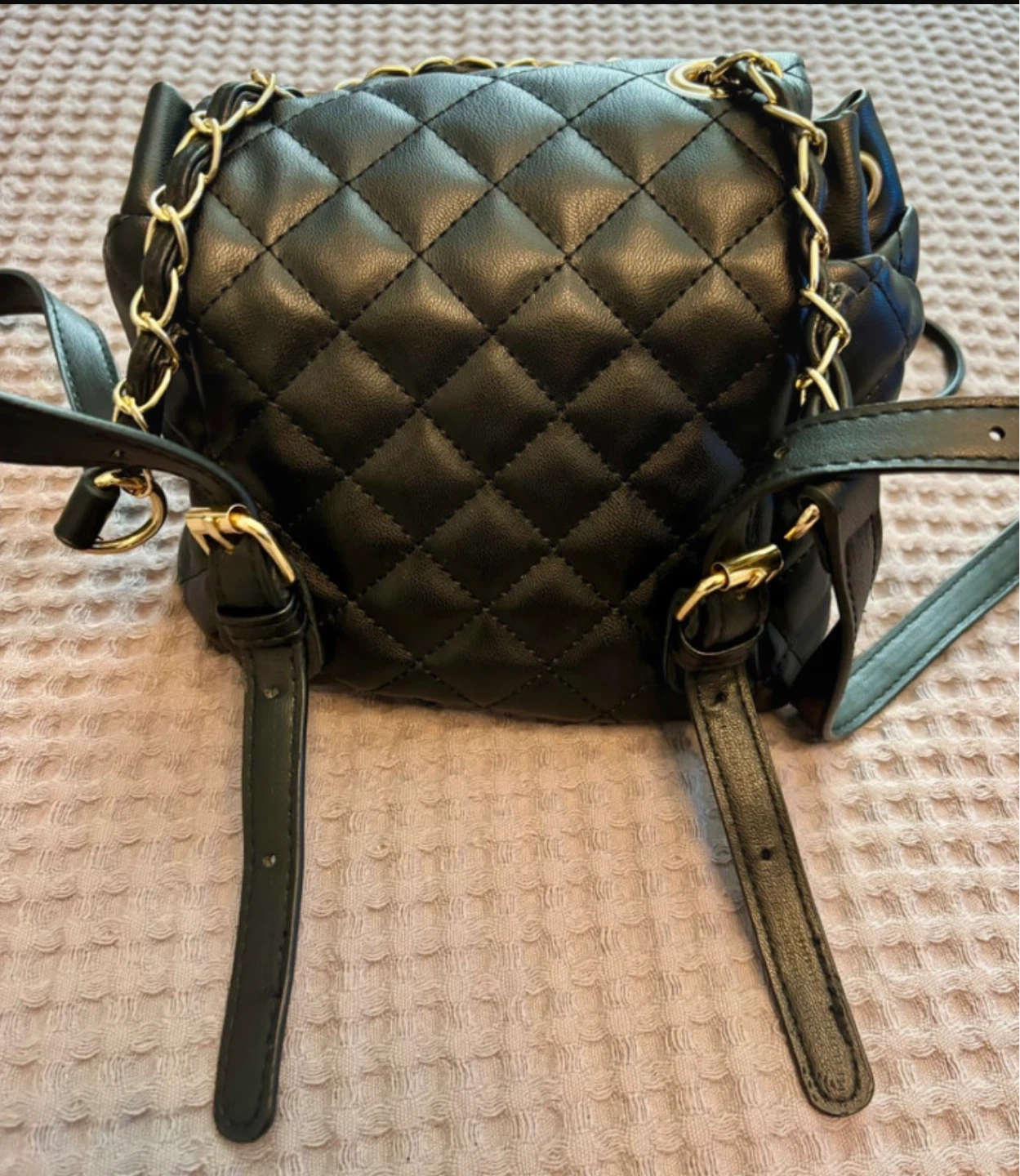 Badgley Mischka Quilted Black Faux Leather Mini Backpack - photo 3