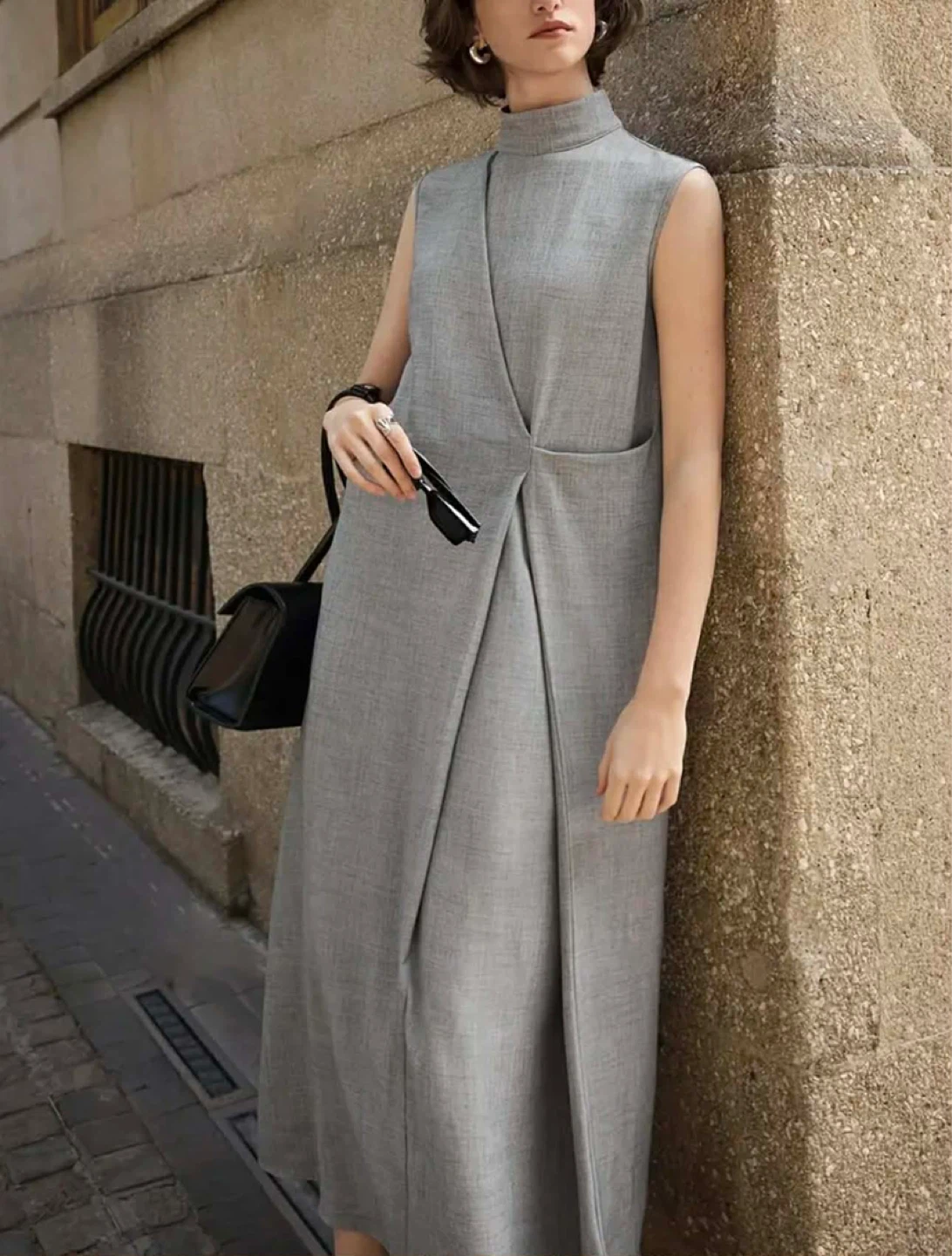 Sleeveless Grey Maxi Dress