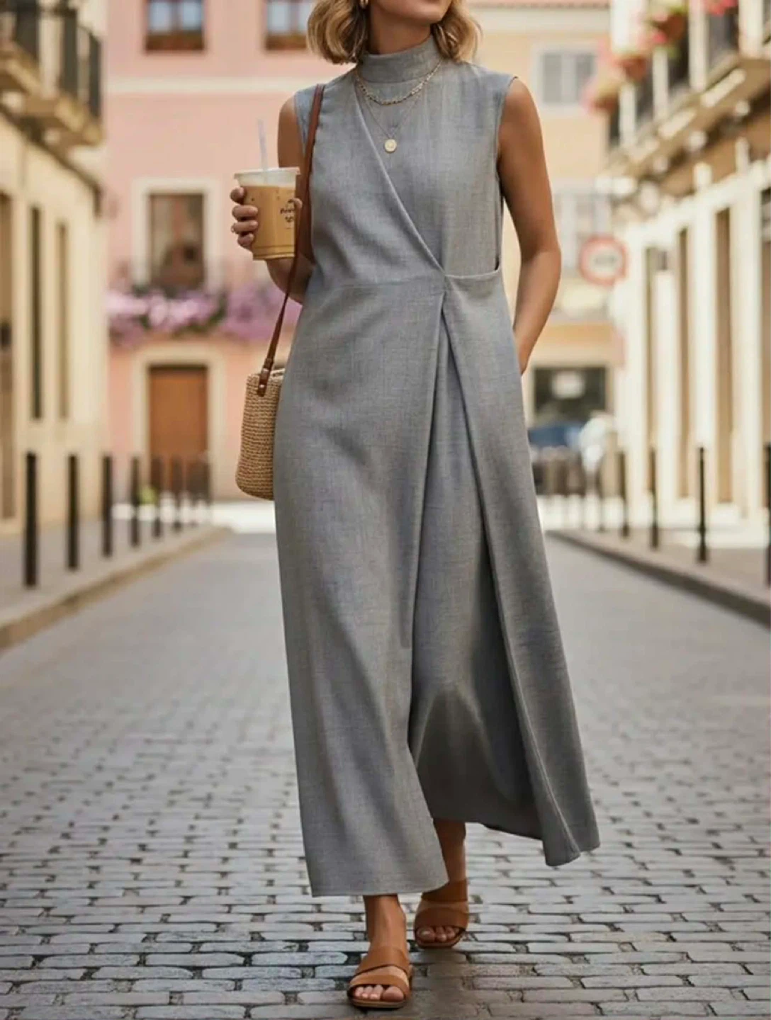 Sleeveless Grey Maxi Dress - photo 3