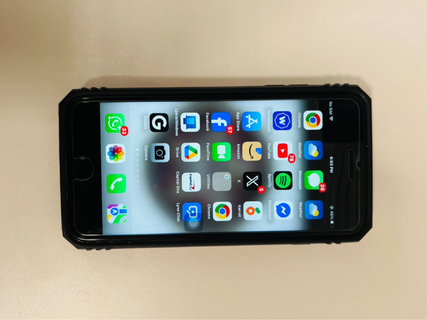 iPhone 8 Plus - Black with Red Heavy Duty Case