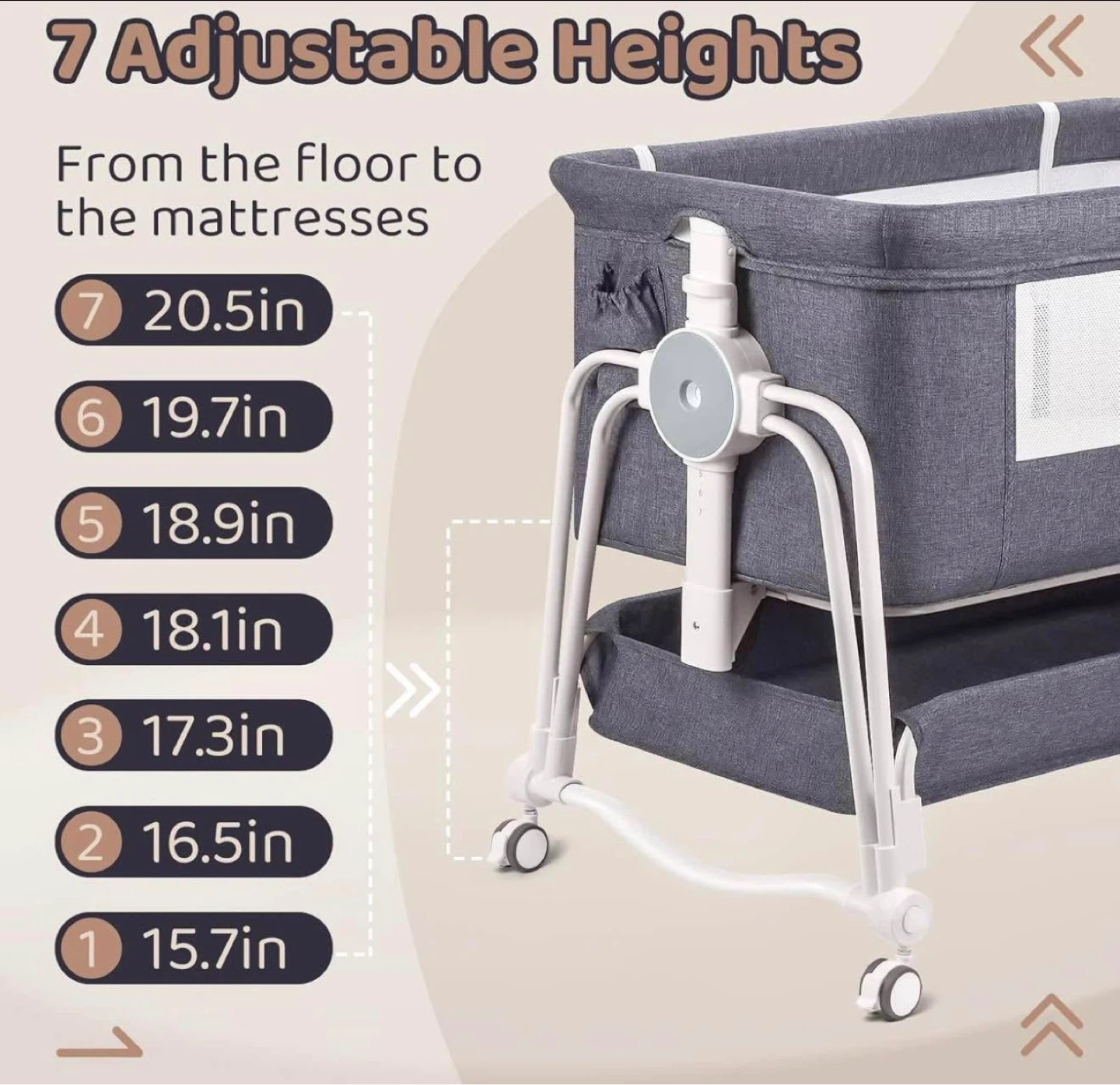 Dark Grey Bassinet with Adjustable Heights - photo 4