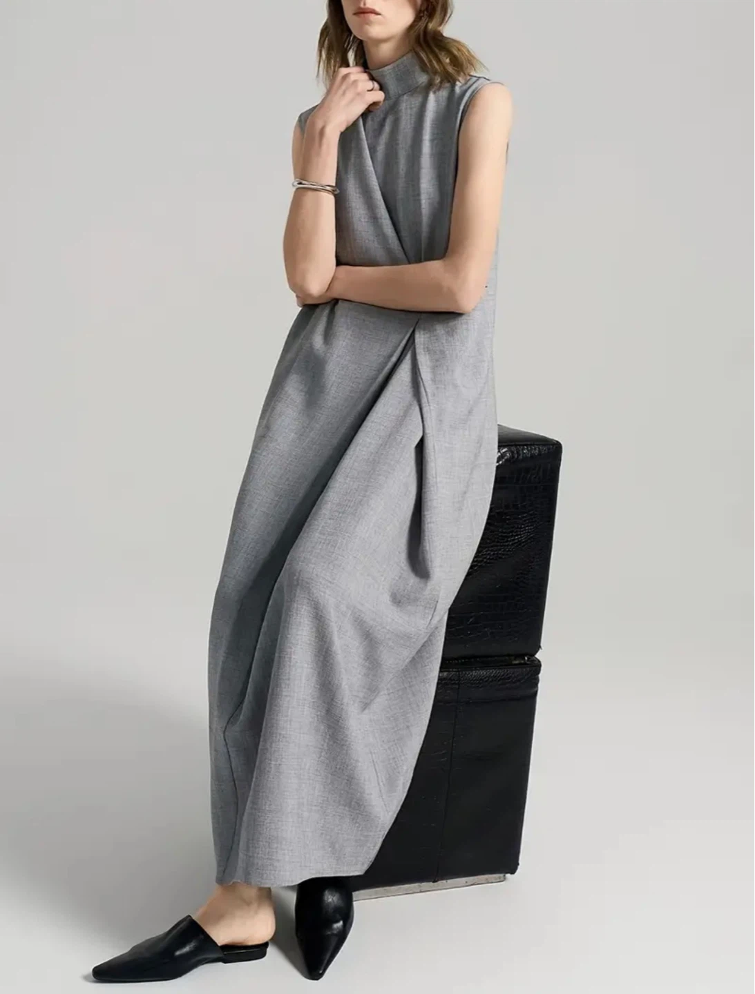 Women's Grey Sleeveless Maxi Dress - photo 3