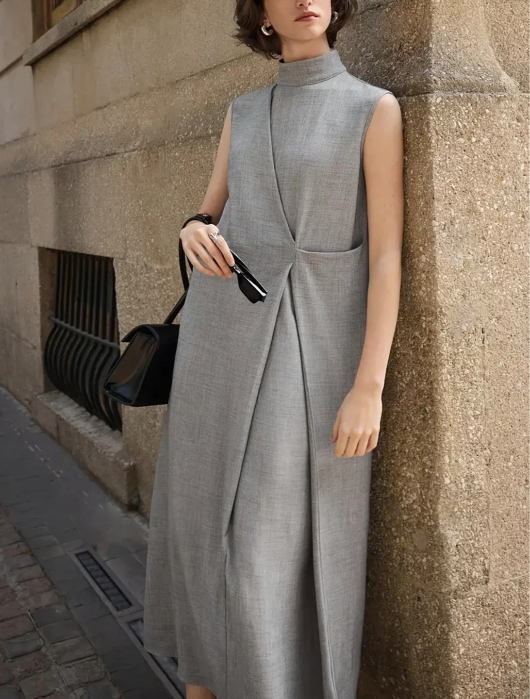 Women's Grey Sleeveless Maxi Dress - photo 5
