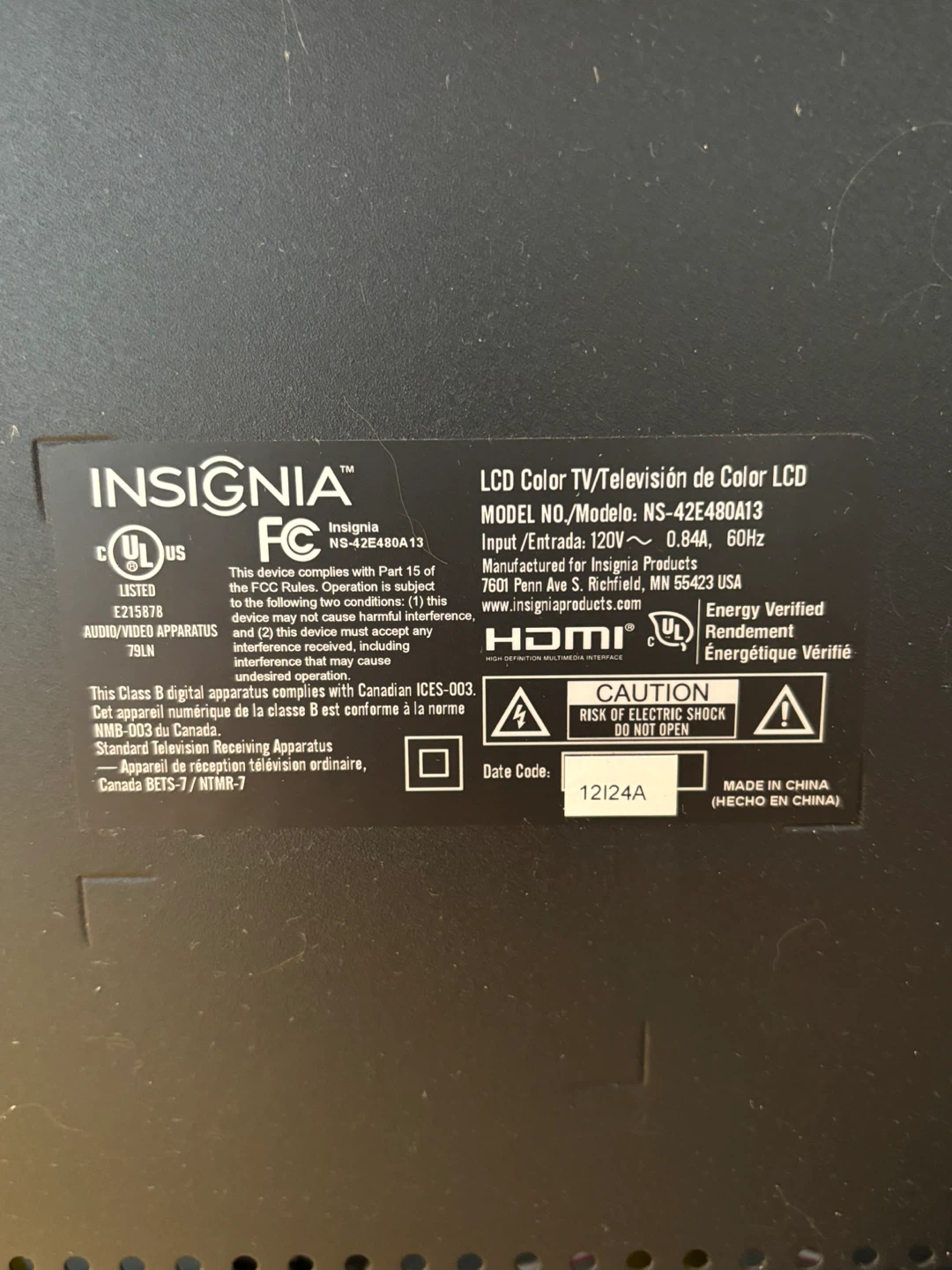 42” Insignia TV + stand + wall mount - photo 2