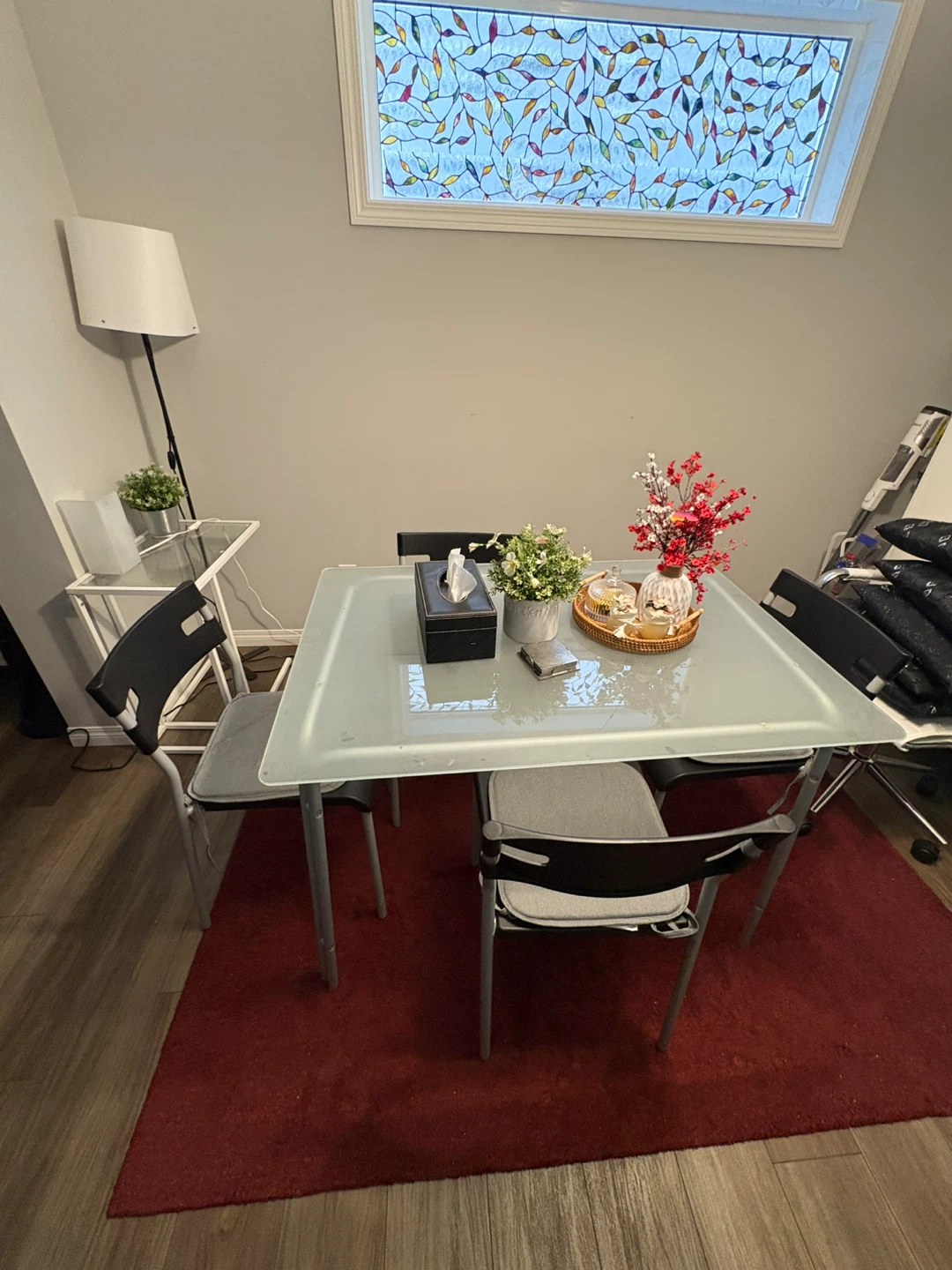 Glass Dining Table with 4 Chairs