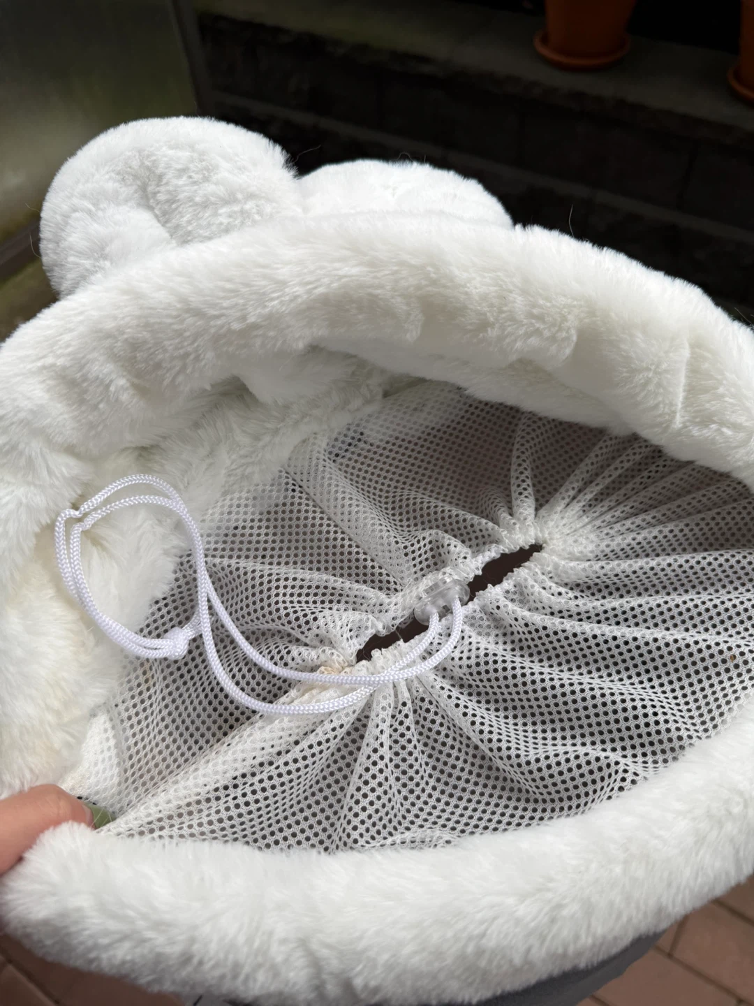 Grey and White Plush Pet Carrier Backpack with Hood - photo 3