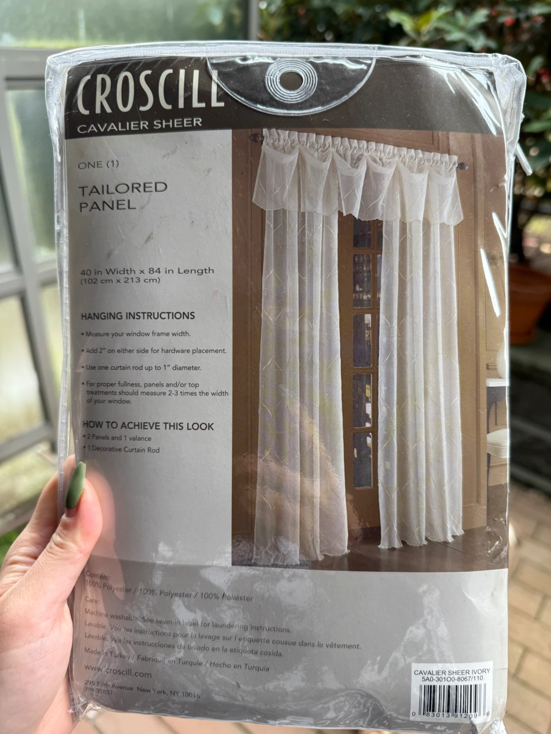 Croscill Cavalier Sheer Tailored Panel Curtain (Ivory)