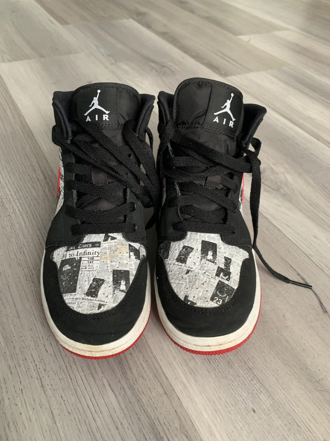 Air Jordan 1 Mid SE (PS) 'Newspaper' Shoes