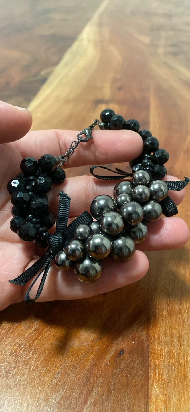 Black Beaded Bracelet with Grey Accents - photo 2