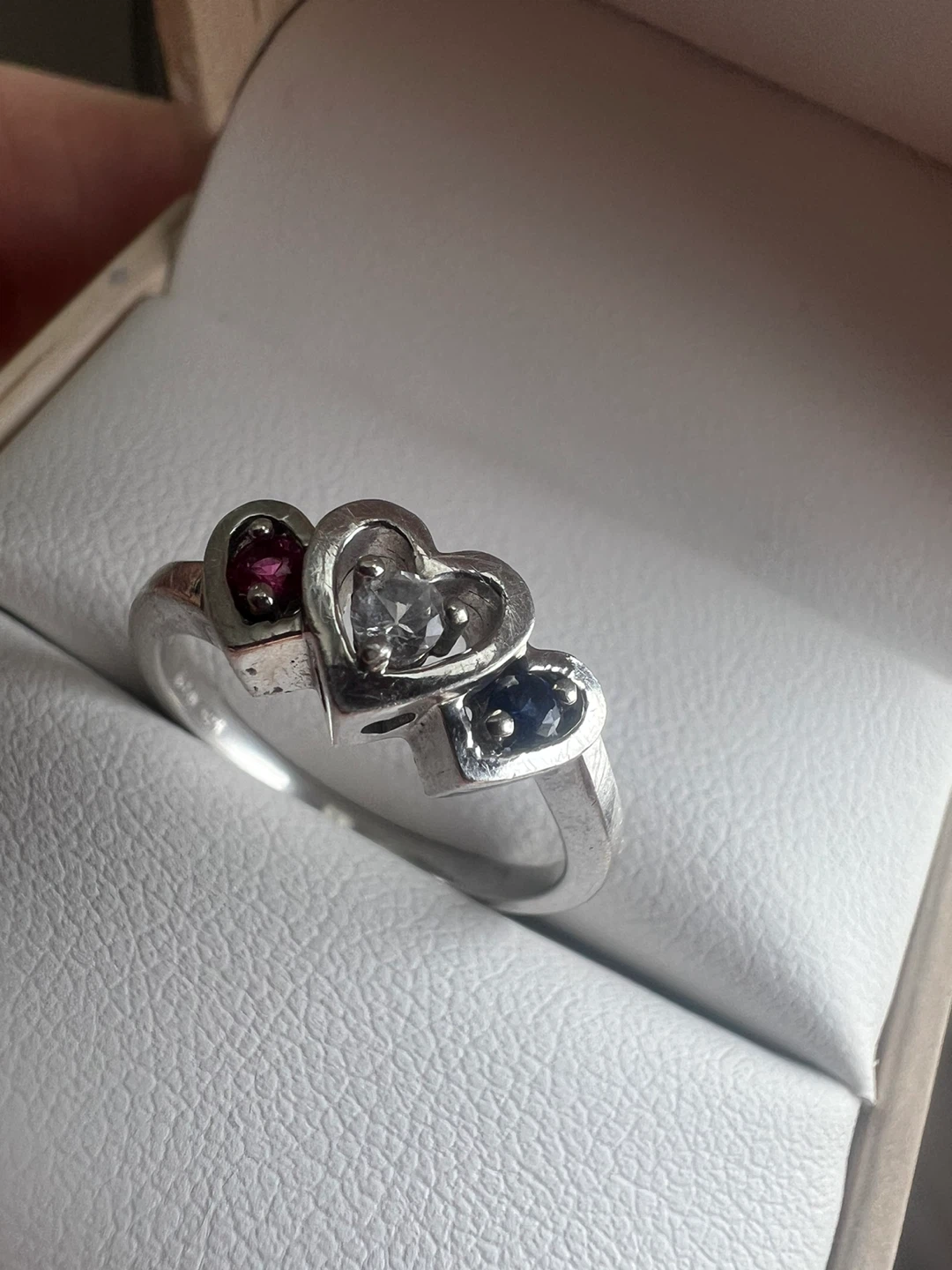 Sterling Silver Heart Ring with Gemstones