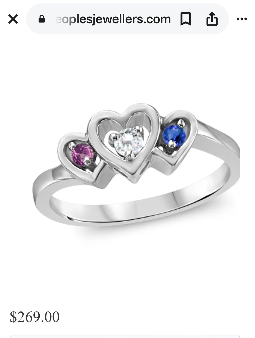 Sterling Silver Heart Ring with Gemstones - photo 5