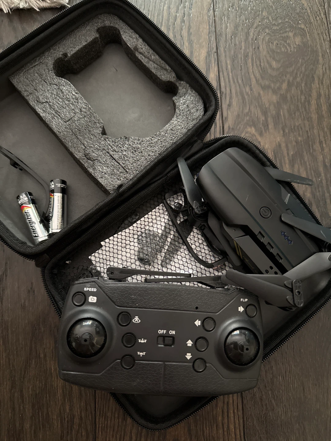 Black Foldable Drone with Remote and Case