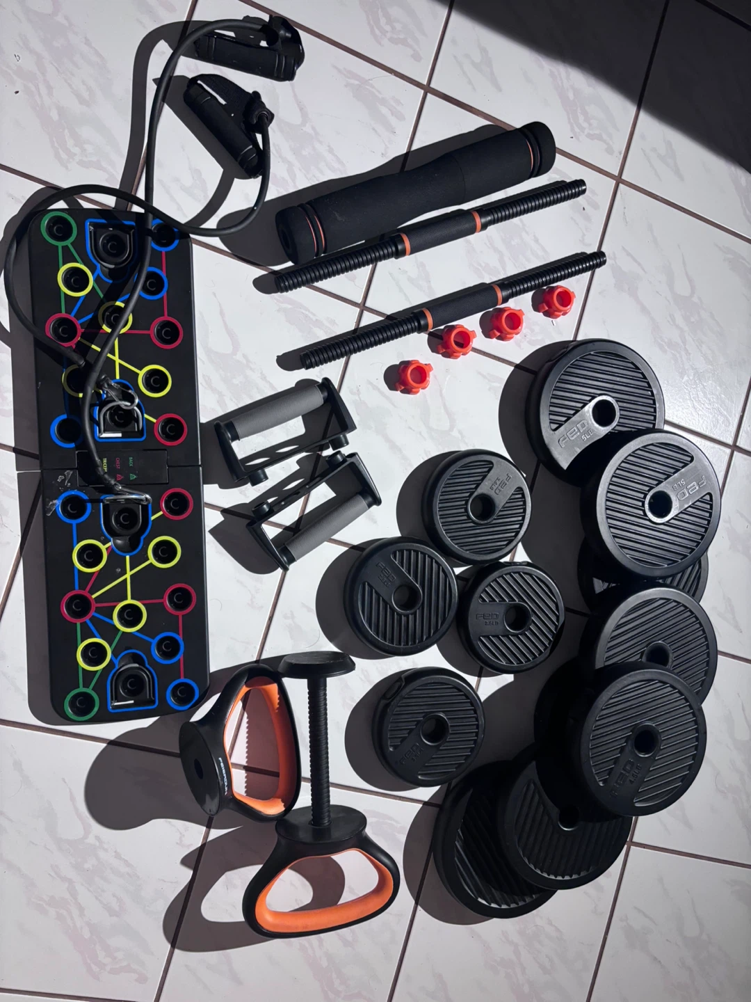 Adjustable Dumbbell Set with Push-Up Board & Resistance Bands - photo 2