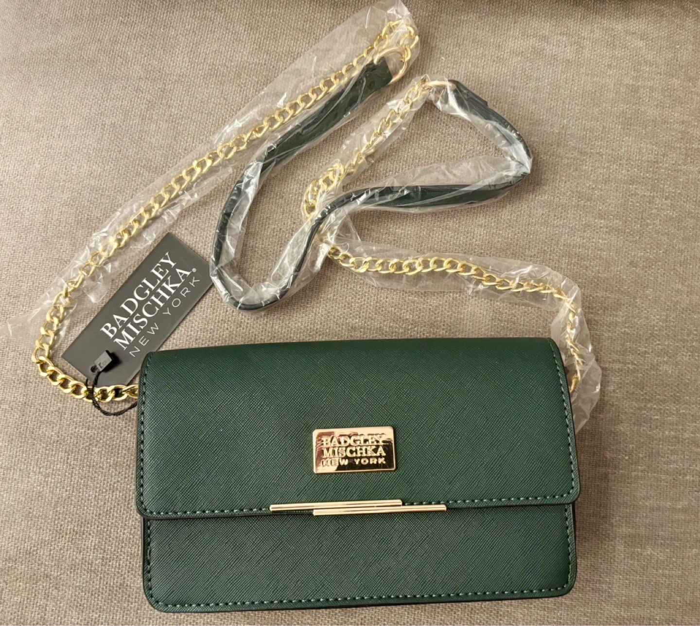 Badgley Mischka Green Chain Bag