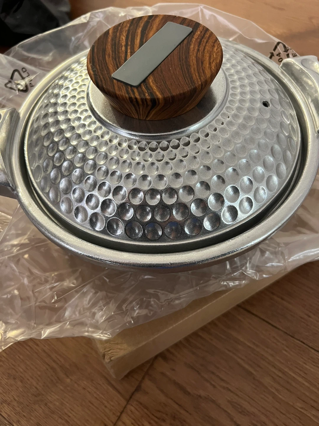 Messl Hammered Finish Pot with Wooden Handle Lid