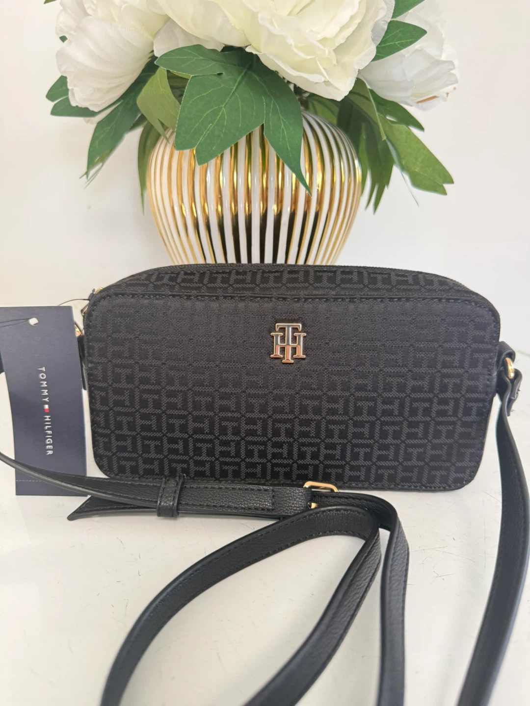 Tommy Hilfiger Black Monogram Camera Bag