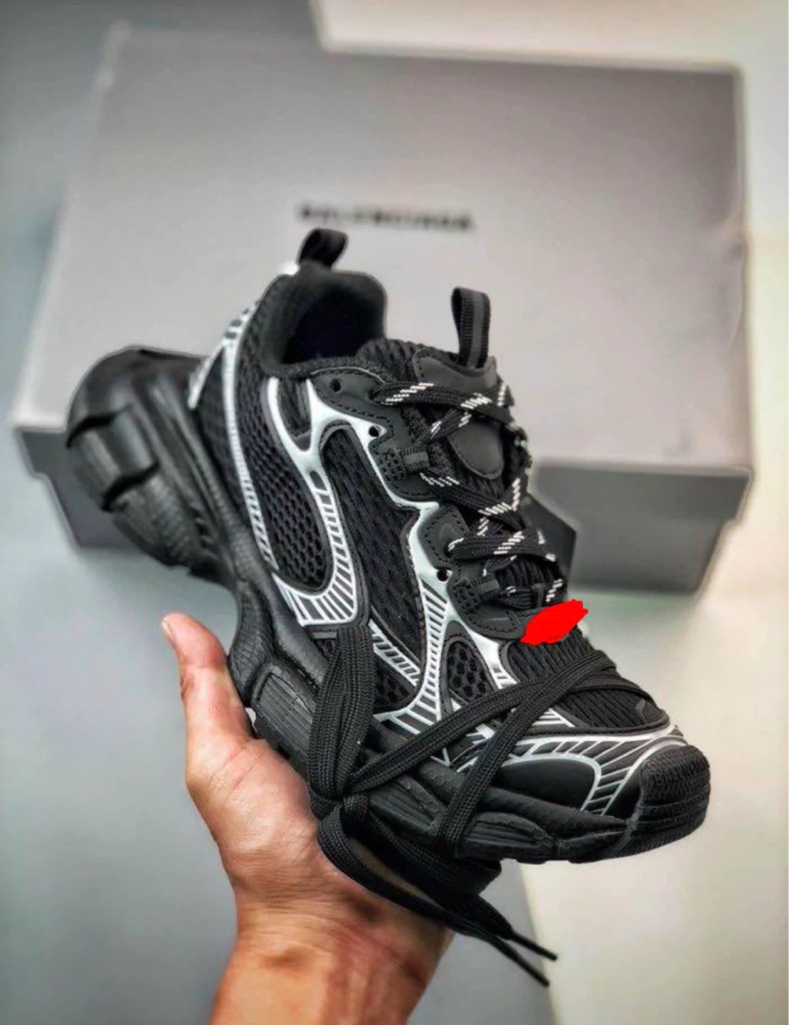 Balenciaga Men's Black/White Sneakers